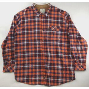 Legendary Whitetails Flannel Shirt Mens 3XT Orange Buck Camp Flip Cuffs